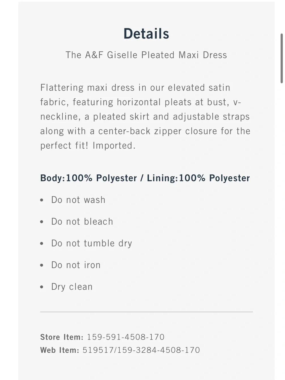 A&F Giselle Pleated Maxi Dress